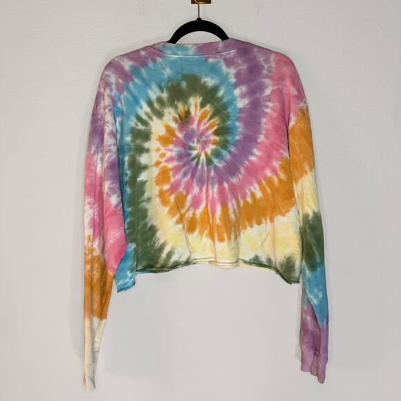 Daydreamer Rainbow Tie Dye Cropped Sweatshirt Size M - Picture 3 of 5